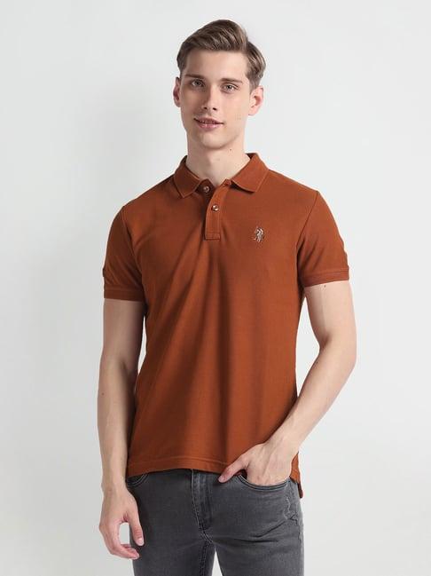 u.s. polo assn. tan muscle fit cotton polo t-shirt