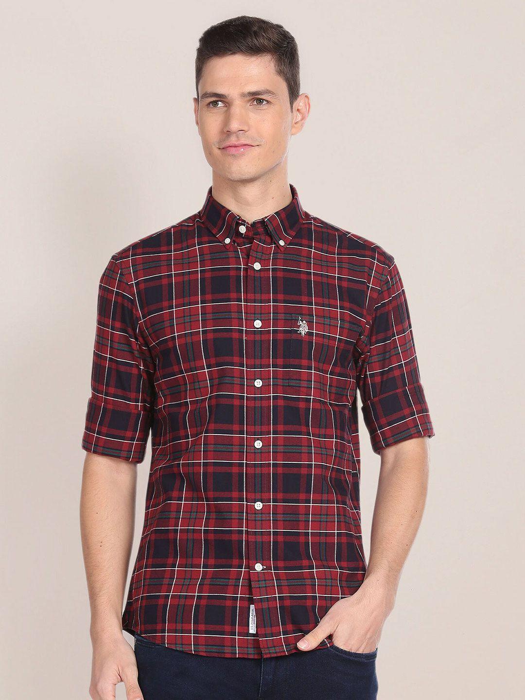 u.s. polo assn. tartan checked regular fit pure cotton casual shirt