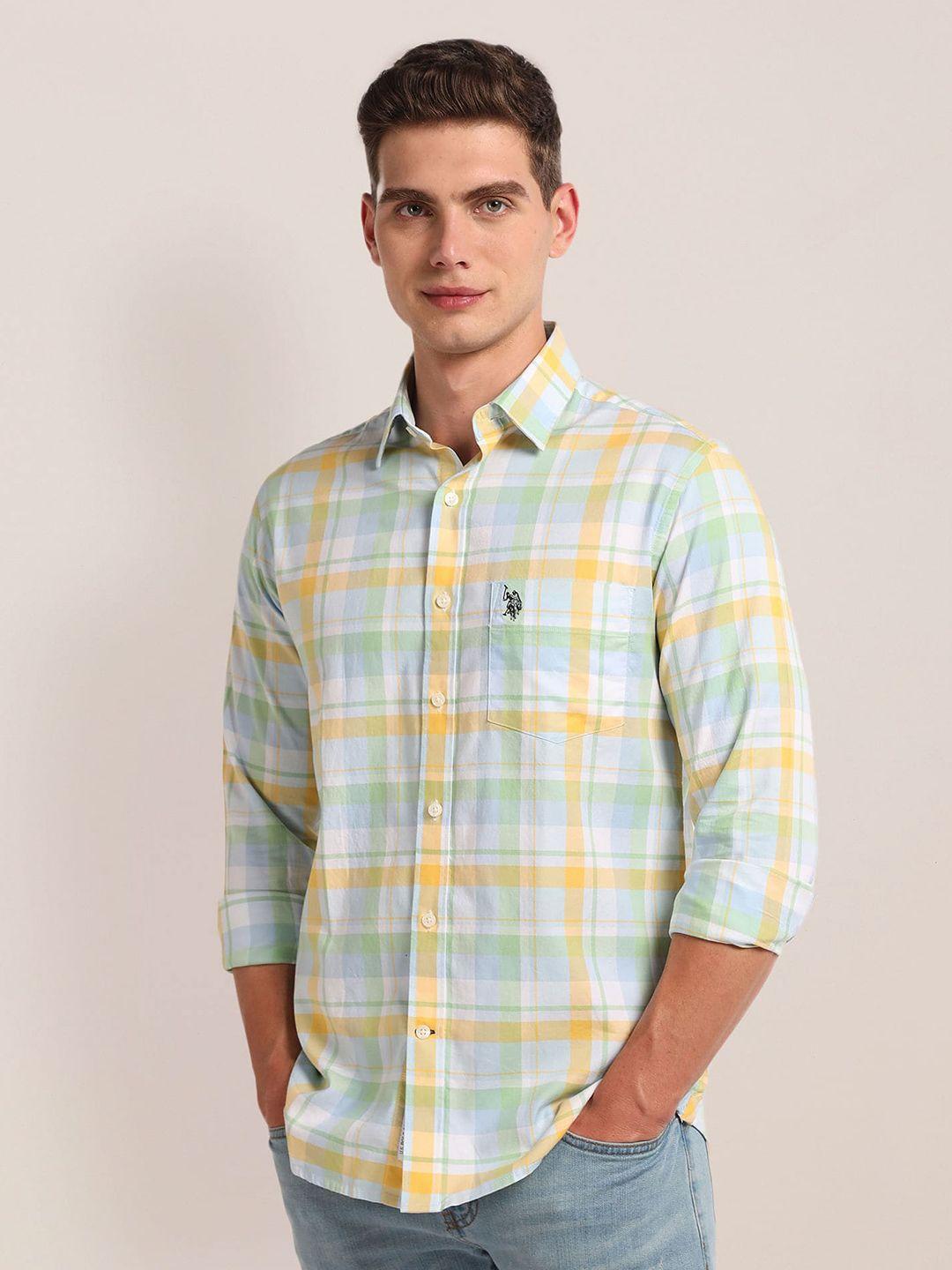 u.s. polo assn. tartan checks cotton regular fit opaque casual shirt