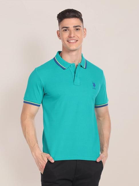 u.s. polo assn. teal slim fit cotton polo t-shirt