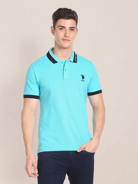 u.s. polo assn. turquoise slim fit cotton polo t-shirt