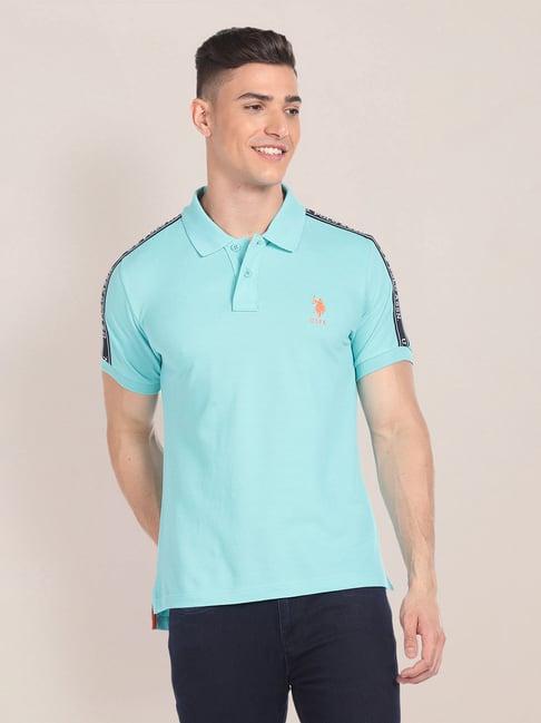 u.s. polo assn. turquoise slim fit cotton polo t-shirt