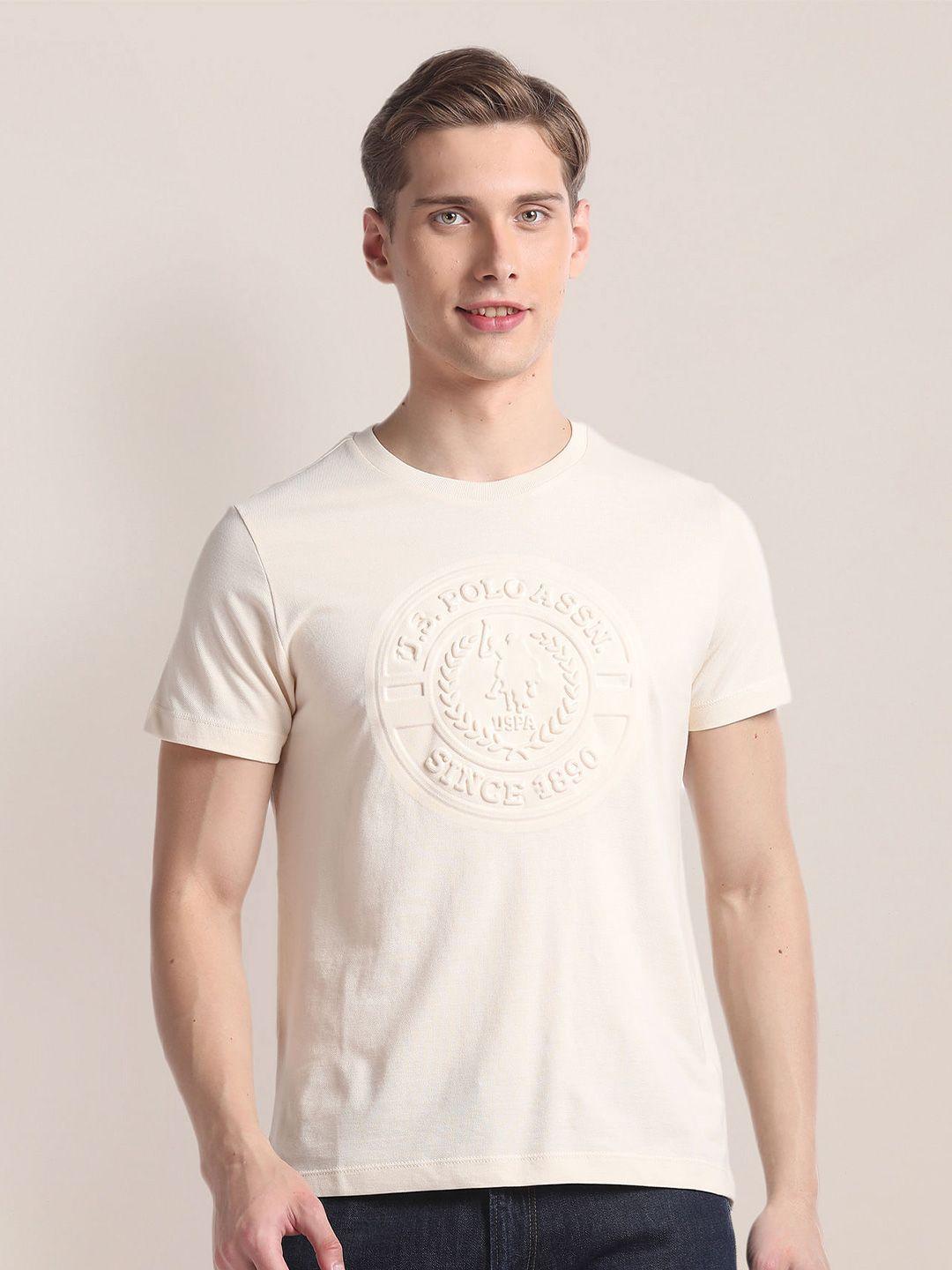 u.s. polo assn. typography embossed round neck slim fit t-shirt