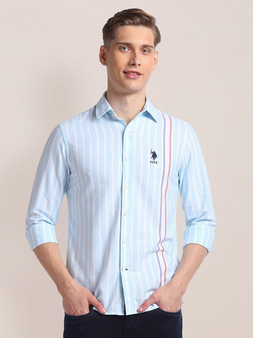 u.s. polo assn. vertical striped oxford weave pure cotton casual shirt