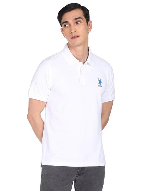 u.s. polo assn. white cotton regular fit polo t-shirt