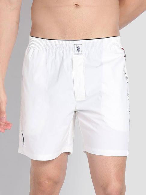 u.s. polo assn. white cotton regular fit striped boxers