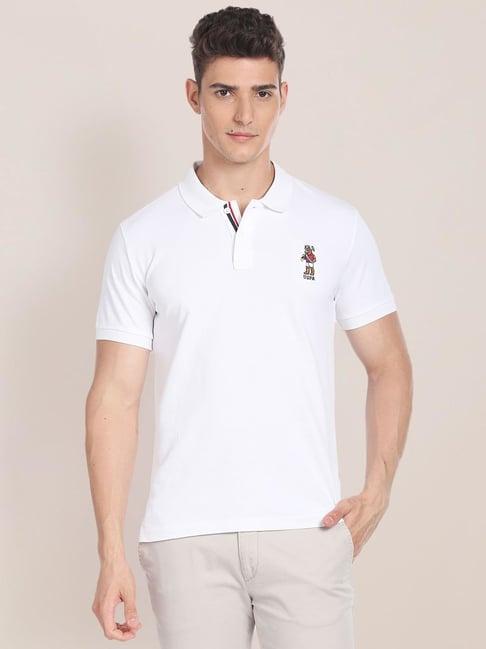 u.s. polo assn. white cotton slim fit polo t-shirt