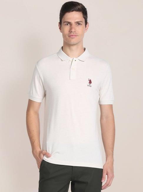 u.s. polo assn. white cotton slim fit polo t-shirt