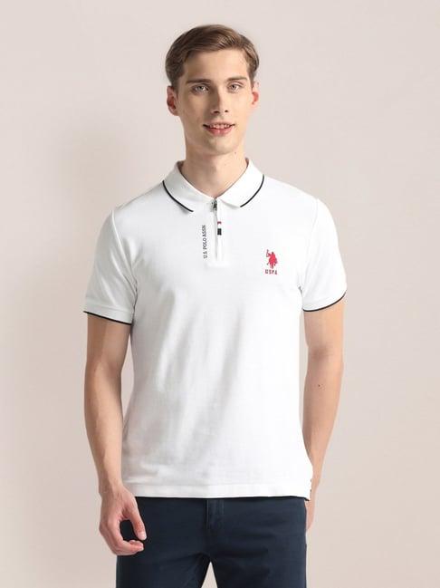 u.s. polo assn. white cotton slim fit polo t-shirt