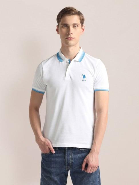 u.s. polo assn. white cotton slim fit polo t-shirt