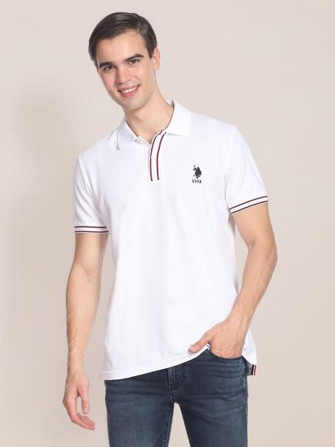 u.s. polo assn. white cotton slim fit polo t-shirt