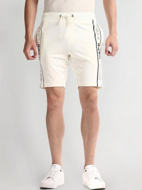 u.s. polo assn. white cotton slim fit printed shorts