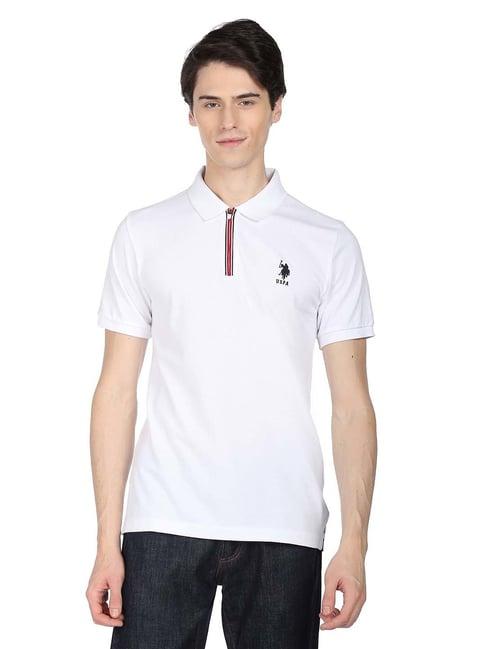 u.s. polo assn. white regular fit cotton polo t-shirt