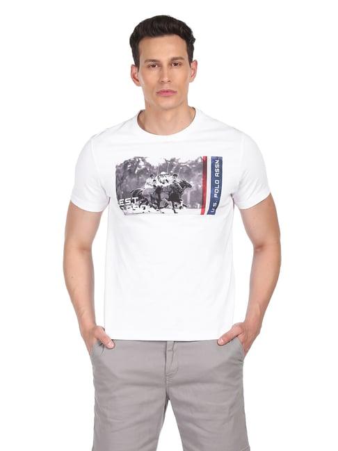 u.s. polo assn. white regular fit printed t-shirt