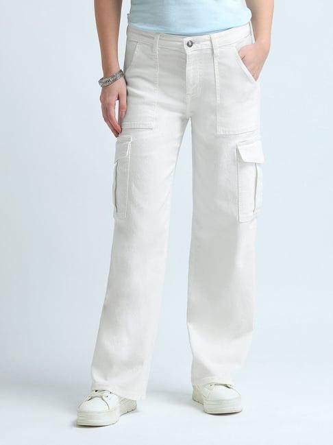 u.s. polo assn. white relaxed fit high rise jeans