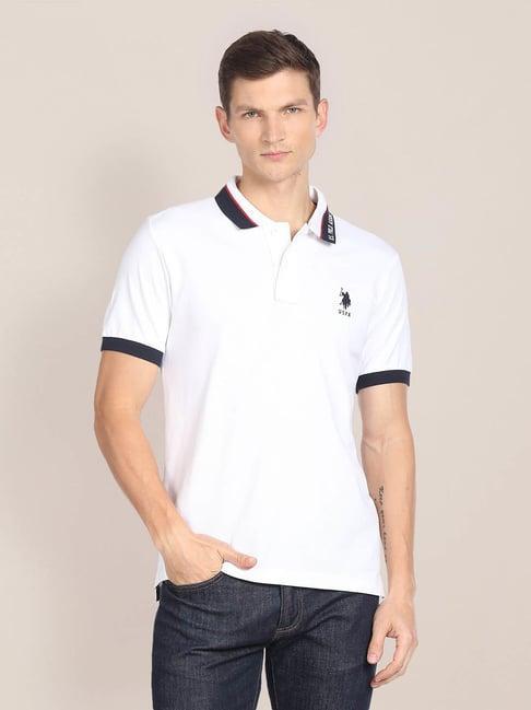 u.s. polo assn. white slim fit cotton polo t-shirt