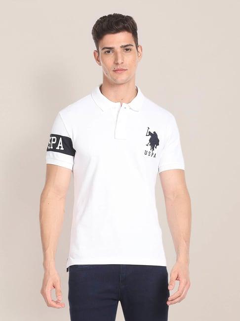 u.s. polo assn. white slim fit cotton polo t-shirt