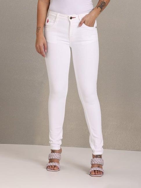 u.s. polo assn. white super skinny fit mid rise jeans