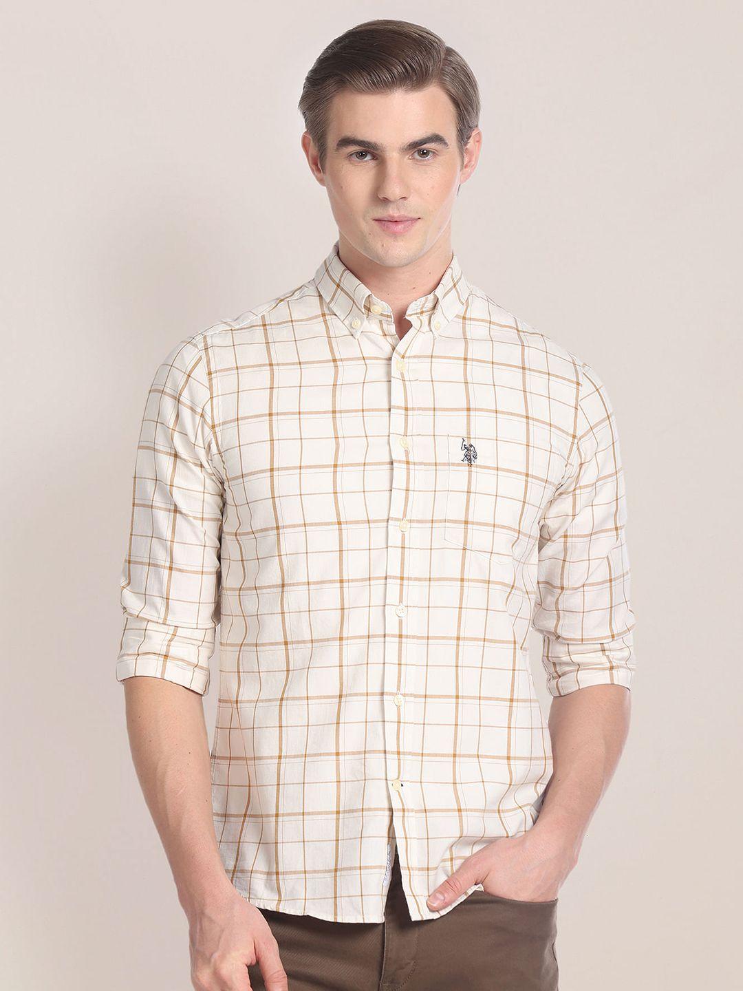 u.s. polo assn. windowpane checked casual pure cotton shirt