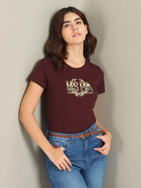 u.s. polo assn. wine cotton printed t-shirt