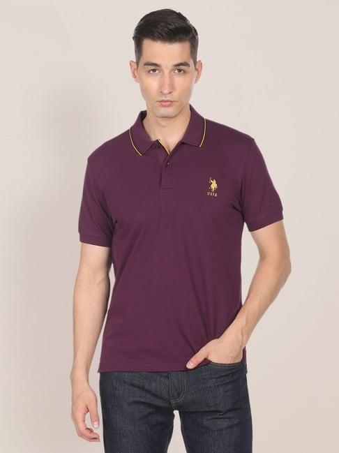 u.s. polo assn. wine cotton regular fit polo t-shirt