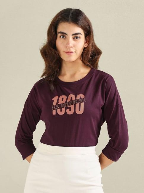 u.s. polo assn. wine embellished t-shirt