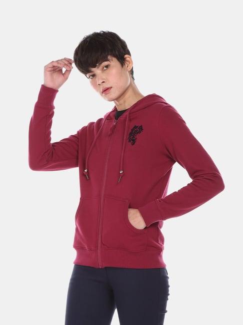 u.s. polo assn. wine full sleeves hooded sweatshirt