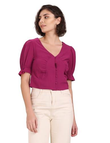 u.s. polo assn. women's solid regular fit tops (uwaw22top037_fuchsia