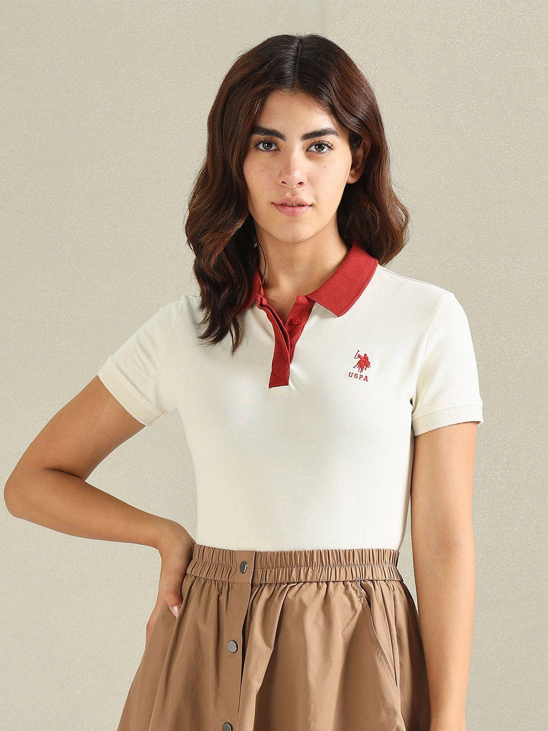 u.s. polo assn. women polo collar short sleeves t-shirt