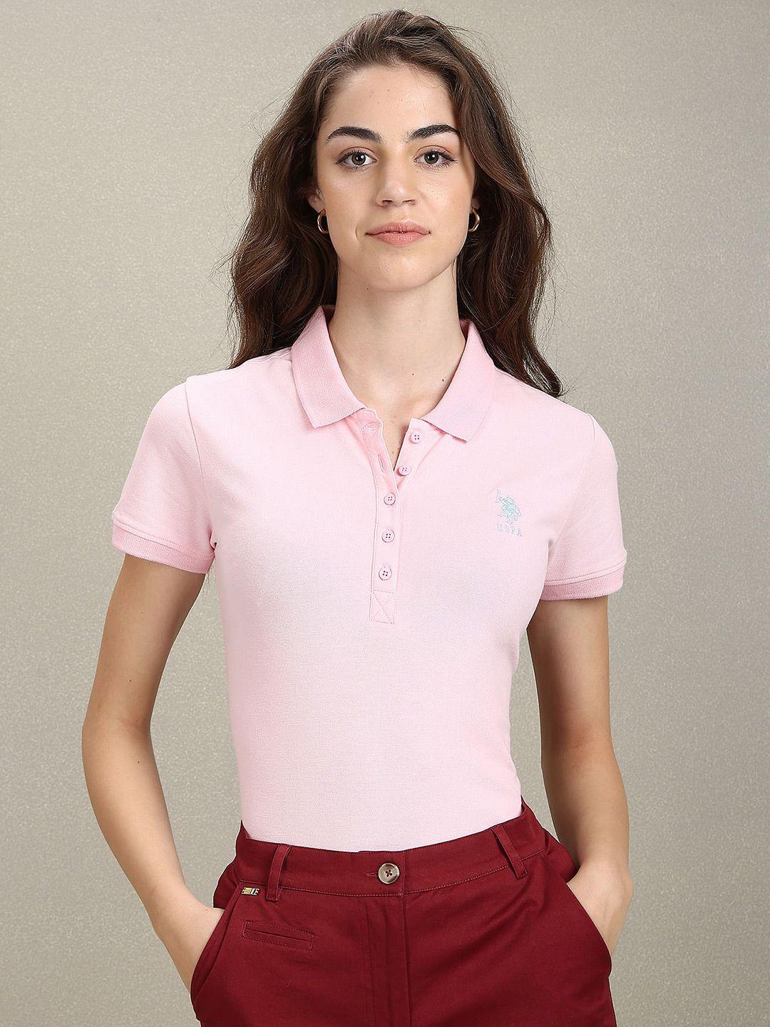 u.s. polo assn. women polo collar slim fit cotton casual t-shirt