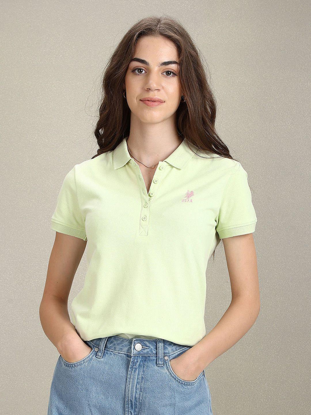 u.s. polo assn. women polo collar slim fit cotton t-shirt