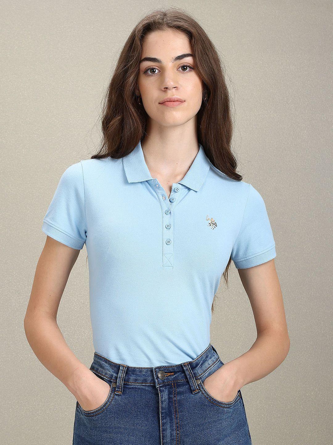 u.s. polo assn. women polo collar slim fit cotton t-shirt