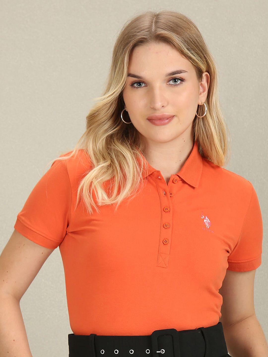 u.s. polo assn. women polo collar slim fit cotton t-shirt