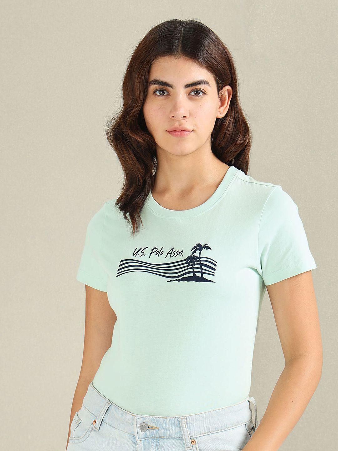 u.s. polo assn. women printed round neck t-shirt