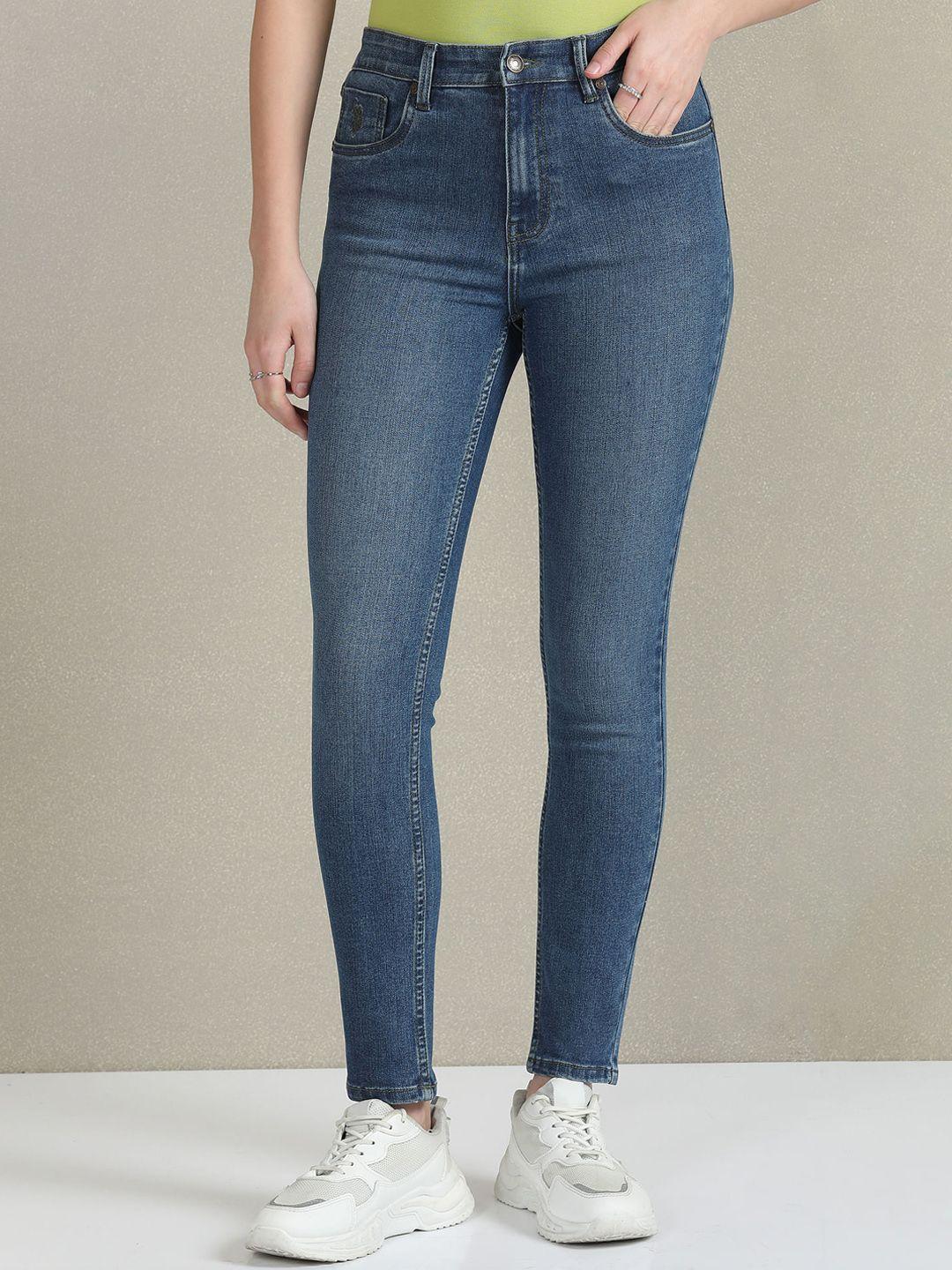 u.s. polo assn. women skinny fit high-rise heavy fade stretchable jeans