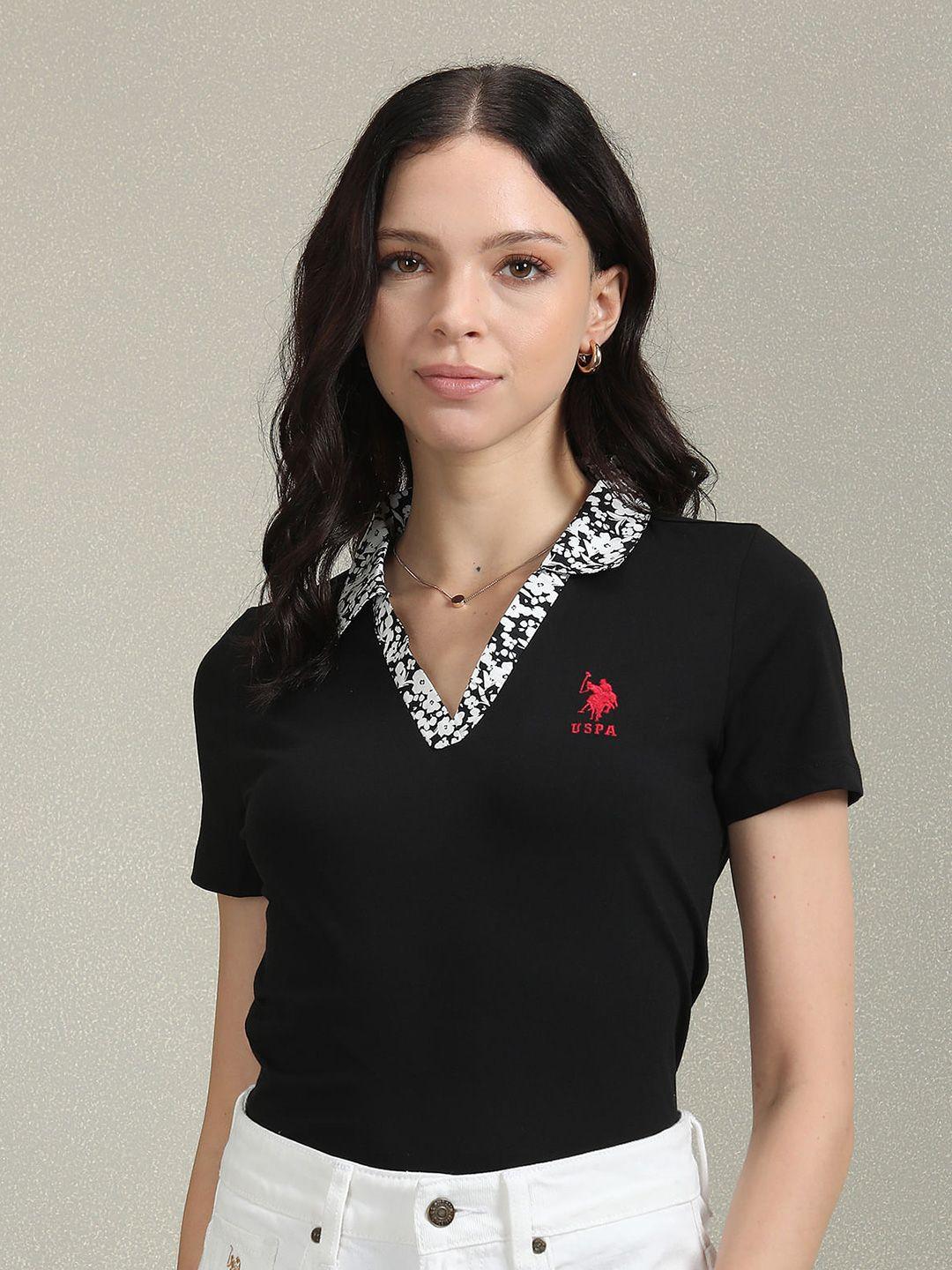 u.s. polo assn. women slim fit polo collar cotton t-shirt