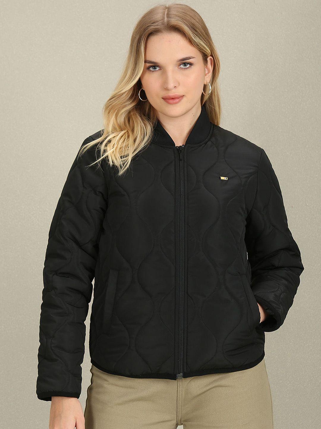 u.s. polo assn. women stand collar quilted jacket with zip detail