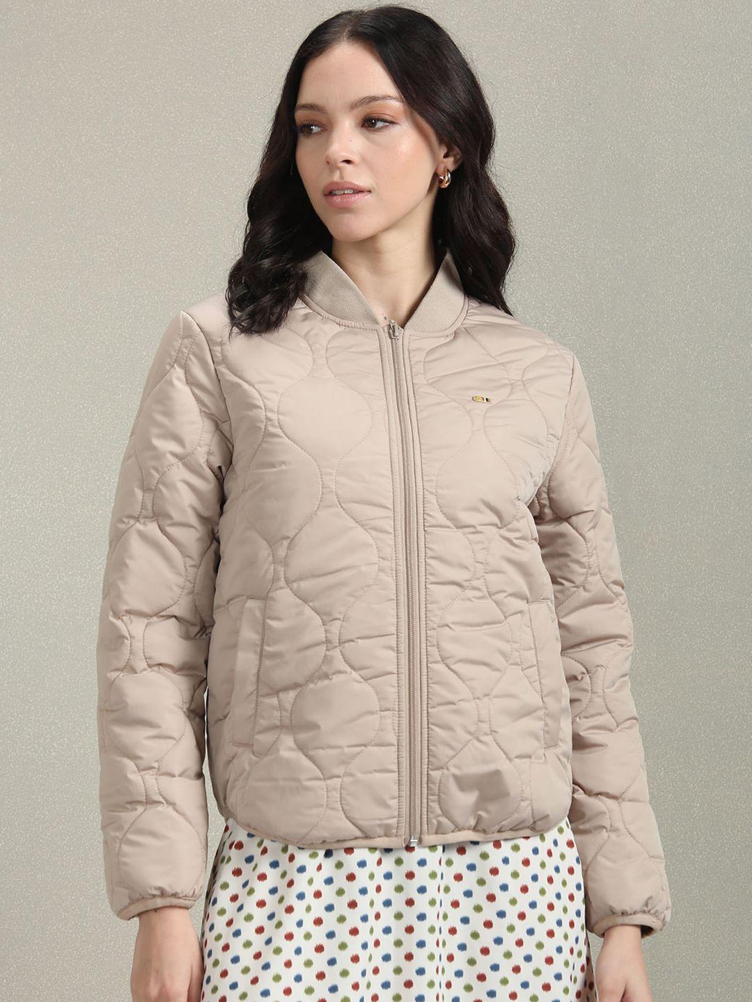 u.s. polo assn. women stand collar quilted jacket with zip detail