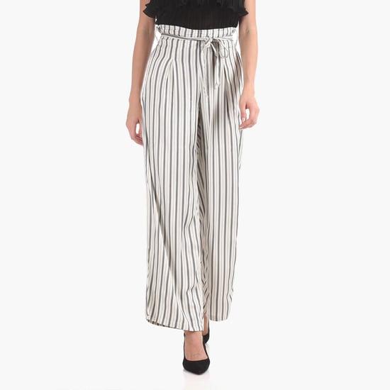 u.s. polo assn. women striped regular fit trousers