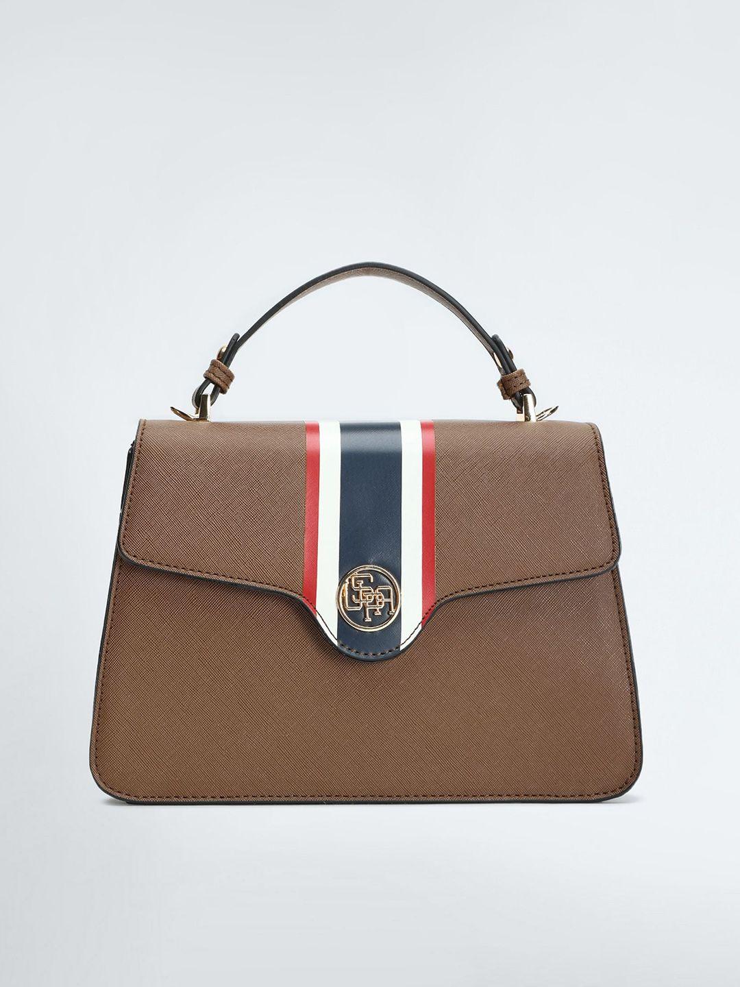 u.s. polo assn. women striped satchel with brand logo detail