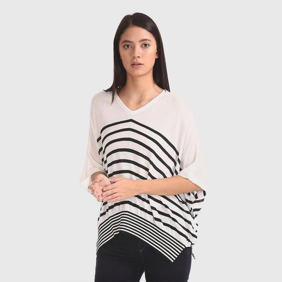 u.s. polo assn. women striped v-neck boxy top