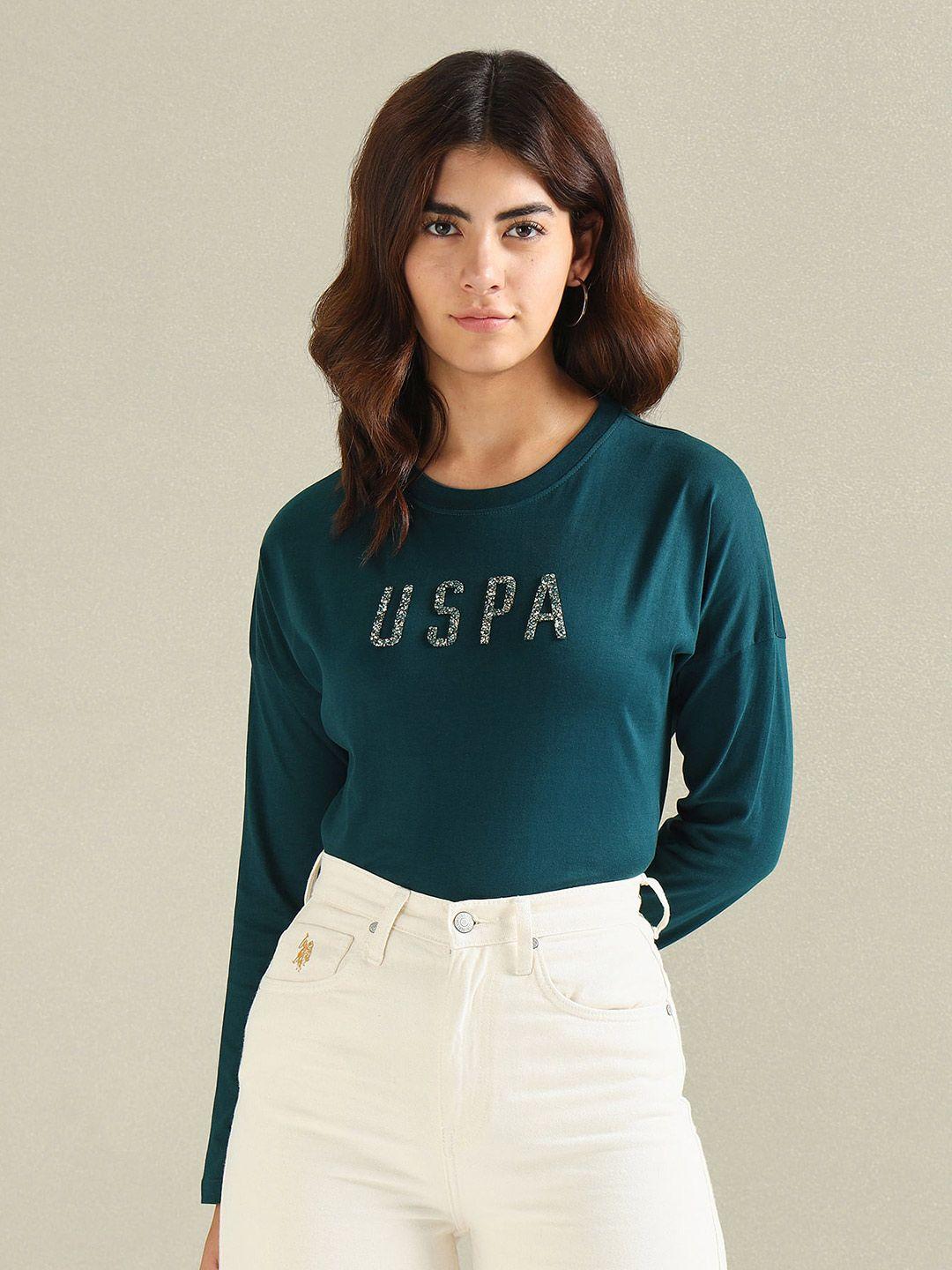 u.s. polo assn. women typography printed long sleeves t-shirt