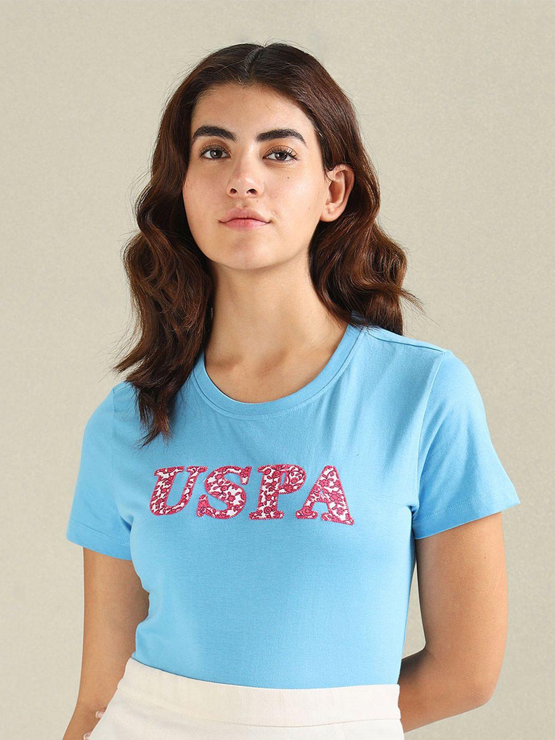 u.s. polo assn. women typography printed short sleeves pure cotton t-shirt