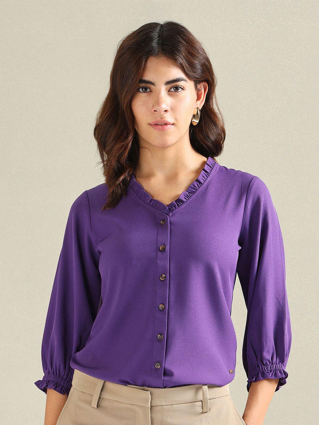 u.s. polo assn. women v-neck puff sleeve shirt style top