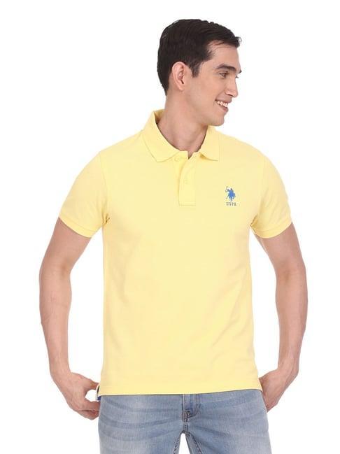 u.s. polo assn. yellow cotton regular fit polo t-shirt