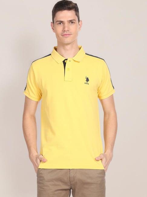 u.s. polo assn. yellow cotton slim fit polo t-shirt