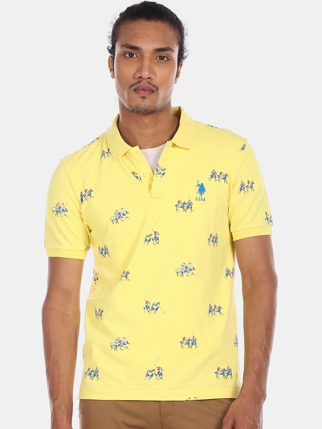 u.s. polo assn. yellow printed collar t-shirt