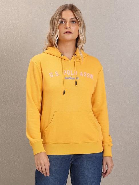 u.s. polo assn. yellow printed hoodie