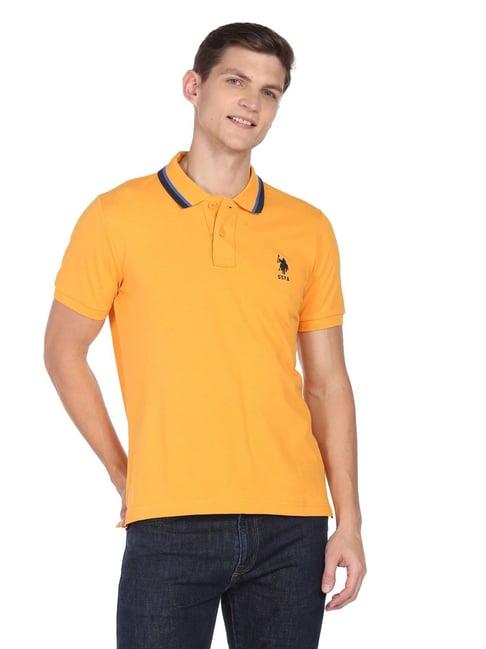 u.s. polo assn. yellow regular fit polo t-shirt