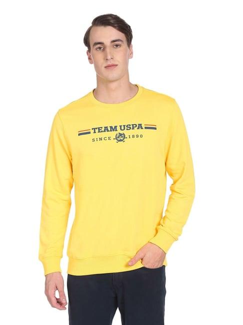 u.s. polo assn. yellow regular fit printed sweatshirt